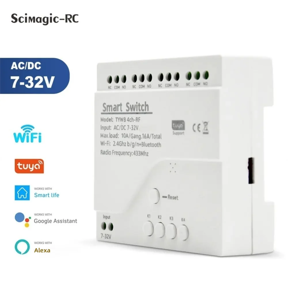 Tuya Smart WiFi 7-32 В 85-250  – обзор и цена Tuya 4 Channel